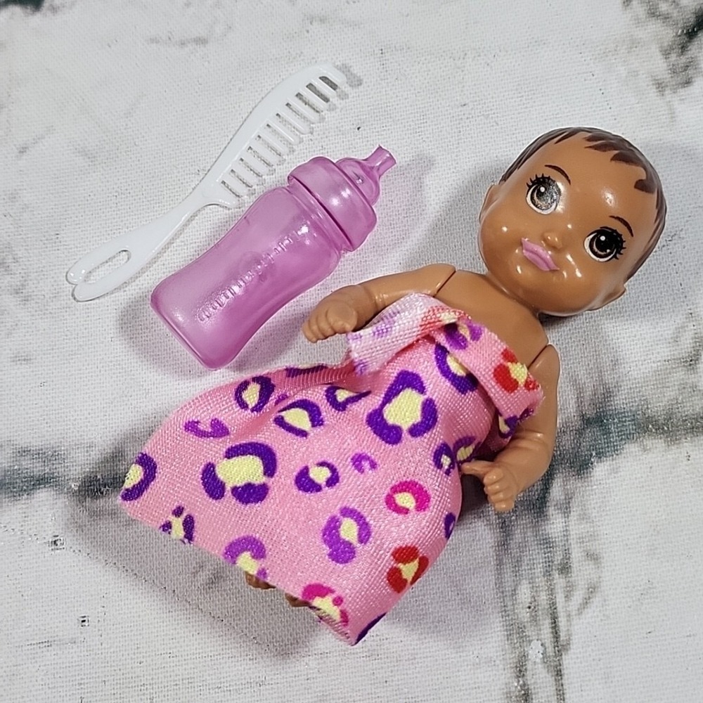 Barbie Baby Krissy Friend Lot Latina Infant Girl Doll Cheetah Blanket Bottle